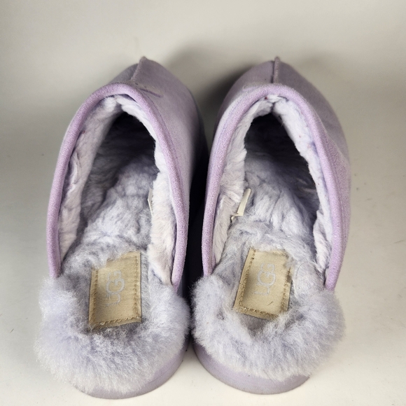 UGG Womens Discoquette Slipper 7 Purple Leather Shearling House Shoes Cozy Clogs - Picture 10 of 11